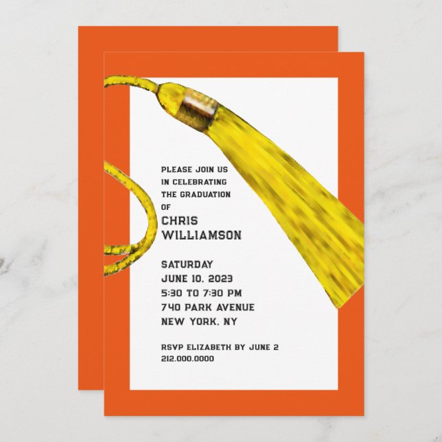 Graduation Party Orange Invitations (Front/Back)