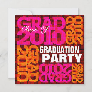 Graduation Party Orange Pink Mosaic Invitation
