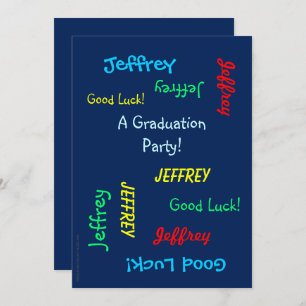 Graduation Party, Personalized Name, Blue Invitation