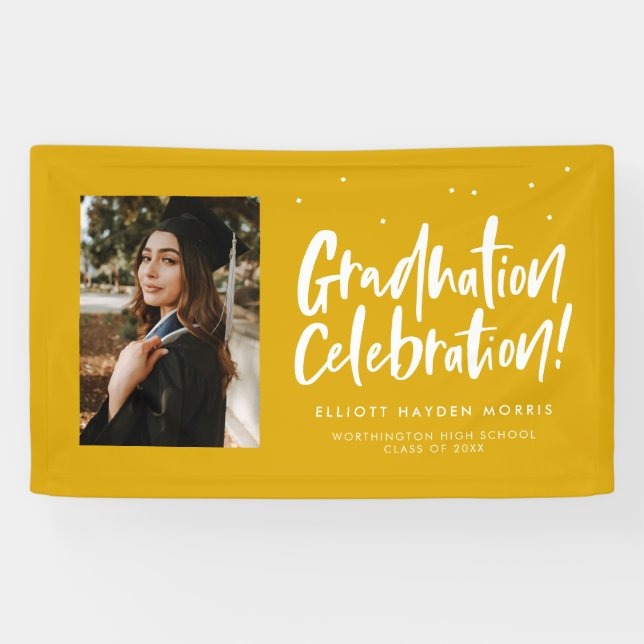 Graduation party photo banner yellow (Horizontal)