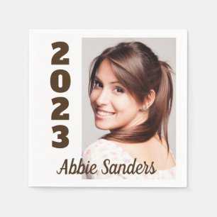 Graduation Party Photo Choose Background Colour Napkin