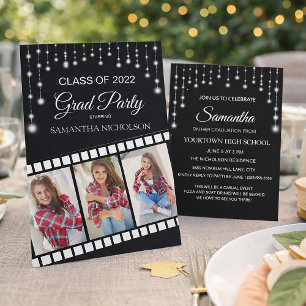 Graduation Party Photo Movie Reel Cinema Stars Invitation