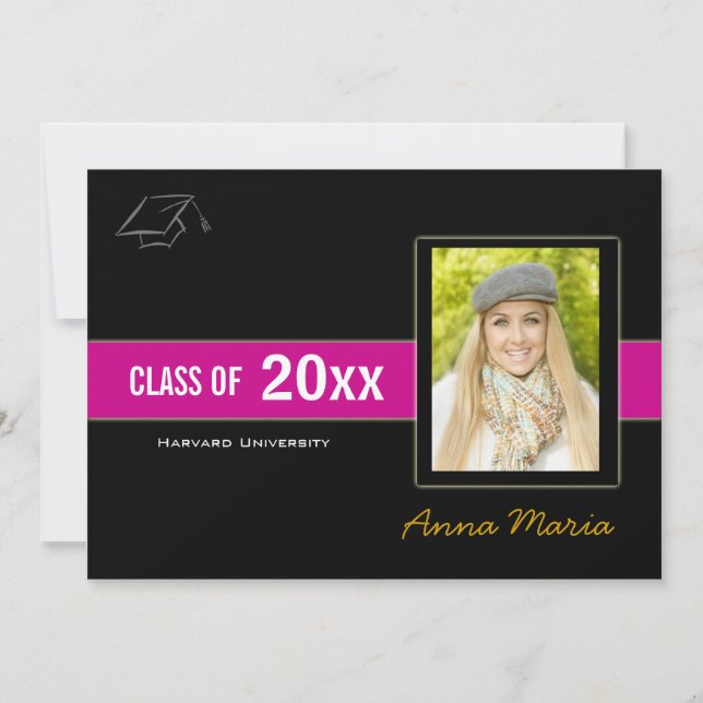 Graduation Party Photo pink Invitation (Front)