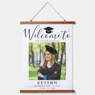 Graduation Party Photo Welcome Sign Hanging Tapestry