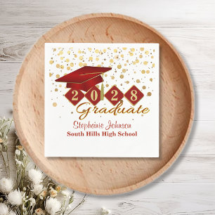 Graduation Party Red and Gold Napkin