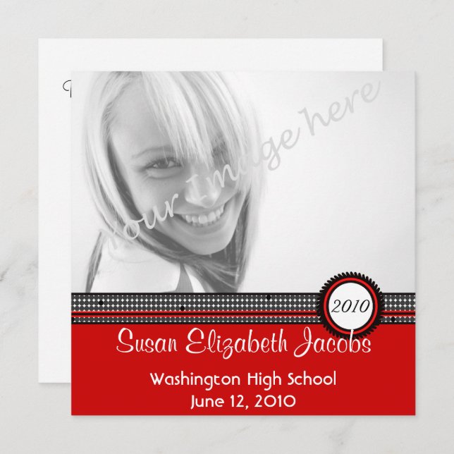 Graduation Party - Red & Black Invite (Front/Back)