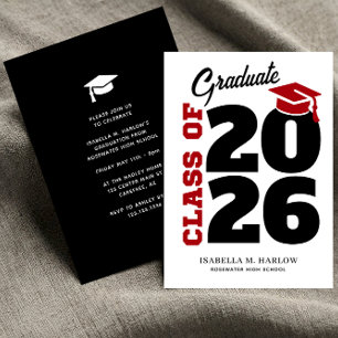 Graduation Party Red Black YY Invitation