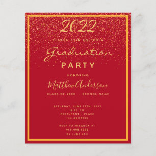 Graduation party red gold budget invitation 2025 flyer