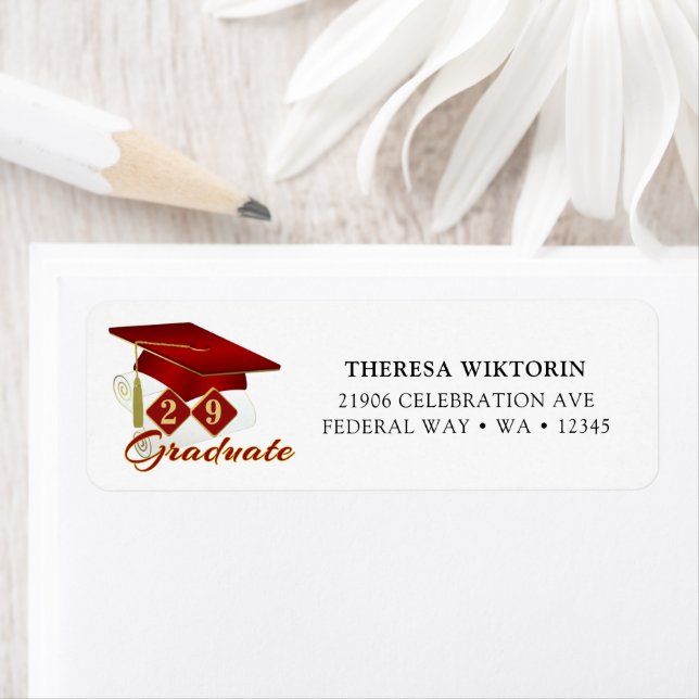 Graduation Party Red Gold Classic Return Address (Insitu)