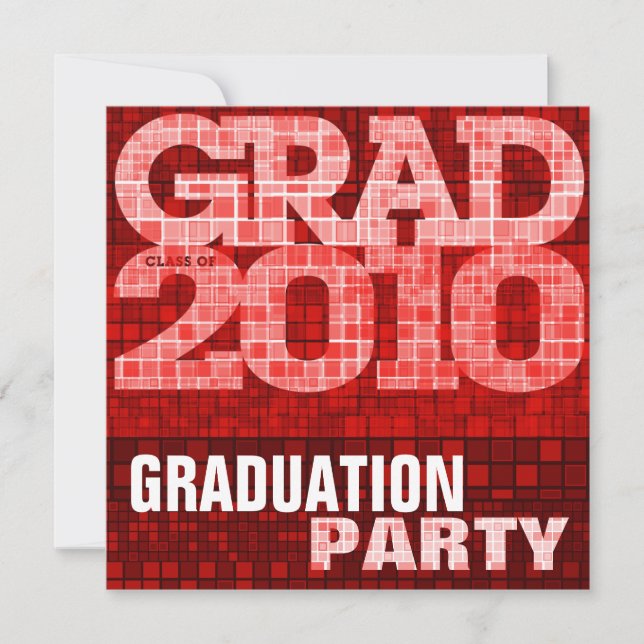 Graduation Party Red Mosaic Invitation (Front)