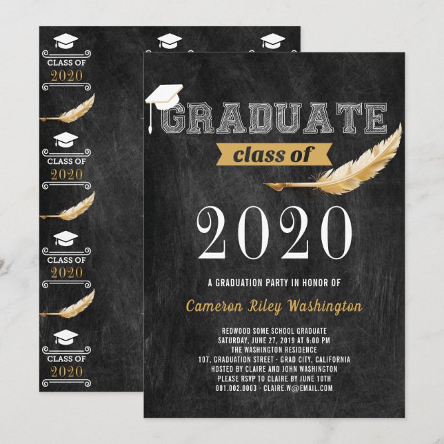 Graduation Party Retro Chalkboard Invitation (Front/Back)