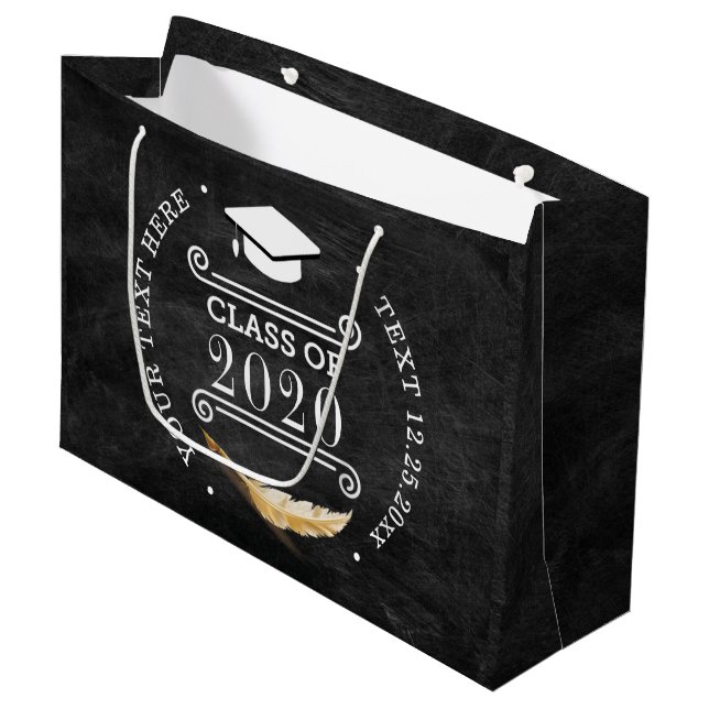 Graduation Party Retro Chalkboard Personalized Large Gift Bag (Front Angled)