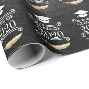 Graduation Party Retro Chalkboard personalized Wrapping Paper