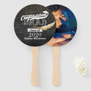 Graduation Party Retro Chalkboard Photo Hand Fan