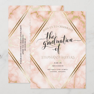 Graduation Party Rose Gold Marble Invitation