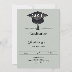 Graduation party sage green class of 2026 invitation