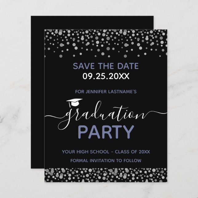 Graduation Party Save the Date Budget Invitation (Front/Back)