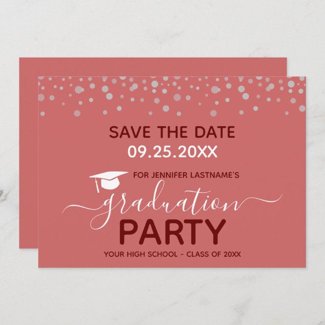 Graduation Party Save the Date Invitation (Front/Back)