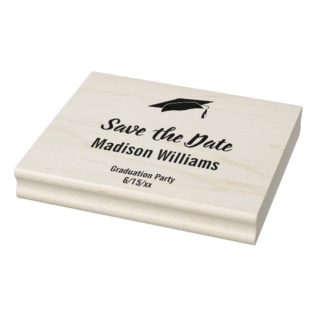 Graduation Party Save the Date Text Template Rubber Stamp (Stamp)