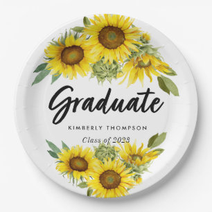 Graduation Party Script Celebration Sunflower   Paper Plate