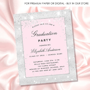 Graduation party silver blush pink invitation