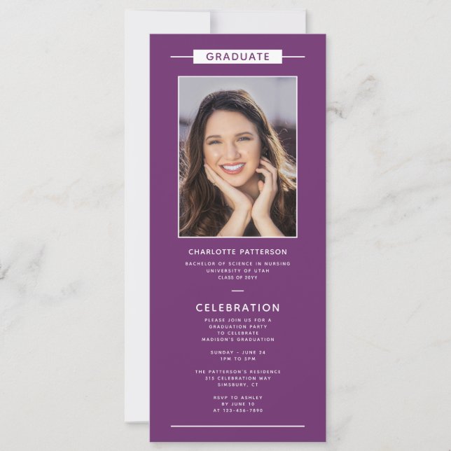 Graduation Party Simple Modern Photo QR Code Invitation (Front)