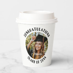 Graduation Party Sweet Personalized Photo and Name Paper Cups