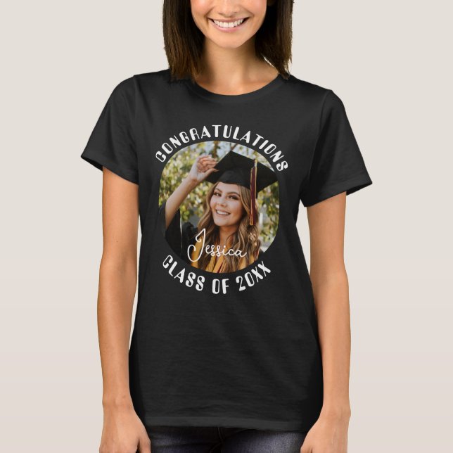 Graduation Party Sweet Personalized Photo and Name T-Shirt (Front)