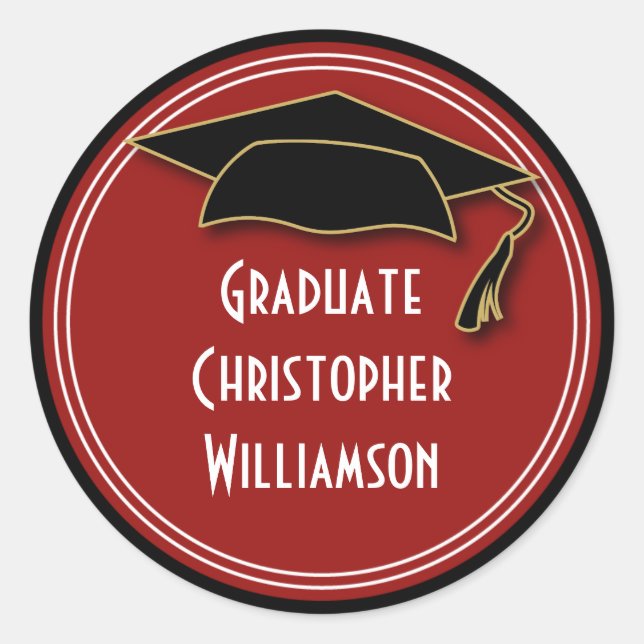 Graduation Party Thank You Modern Grad Classic Round Sticker (Front)