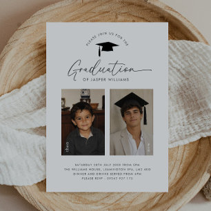 Graduation Party Then and Now Boy 2 Photo Invitation