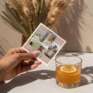 Graduation Party Then & Now Grad Photo Collage Napkin