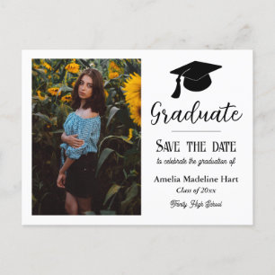 Graduation Party Typography   Save The Date Photo Postcard