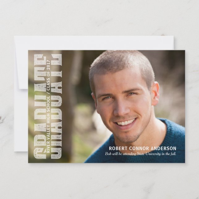 Graduation Party Varsity Lettering Typography Invitation (Front)