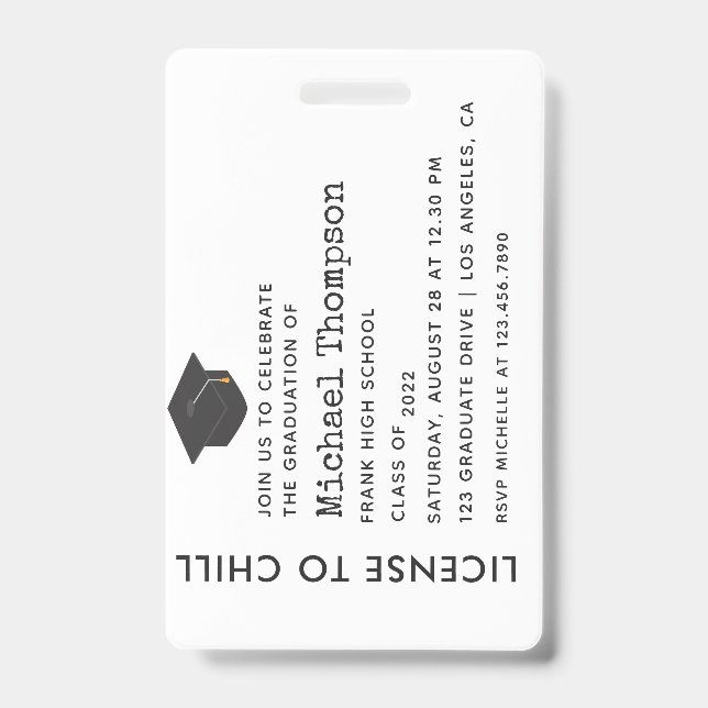Graduation Party VIP Pass Badge (Front)