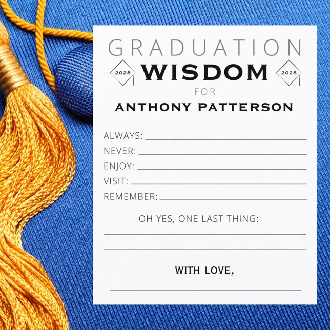 Graduation Party Wisdom Card Black Gold Guests (Creator Uploaded)