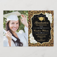 Graduation Party With Photo - Leopard Print