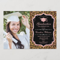 Graduation Party With Photo - Rose Gold Leopard
