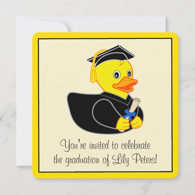 Graduation Party with Rubber Duck Graduate Invitation (Front)