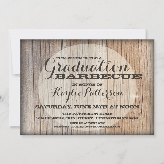 Graduation Pays Wood BBQ Grad Party Invitation (Devant)