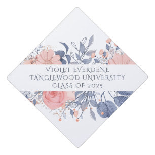 Graduation Peach Pink Floral Elegant Type Graduati Cap Topper