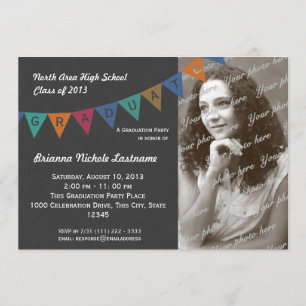 Graduation Pennant Flag Banner with Photo Invitation