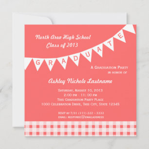 Graduation Pennant Flag Changeable Colour Invitation