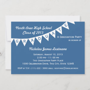 Graduation Pennant Flag Changeable Colour Invitation