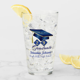 Graduation Personalized Blue & Gold 20XX Glass