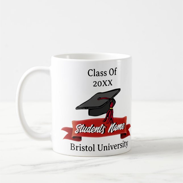 Graduation Personalized Drinkware Maroon and Black Coffee Mug (Left)