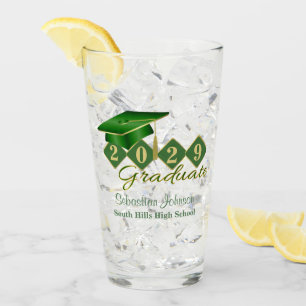 Graduation Personalized Green & Gold 20XX Glass