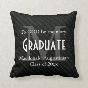 Graduation Personalized Keepsake GLORY GOD Black Throw Pillow