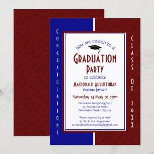GRADUATION Personalized Maroon Navy Graduate Invitation