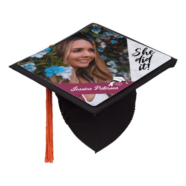 Graduation Personalized Photo Modern Graduation Cap Topper (Angled)