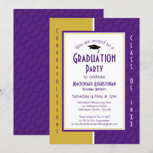 GRADUATION Personalized Purple Gold Graduate Invitation